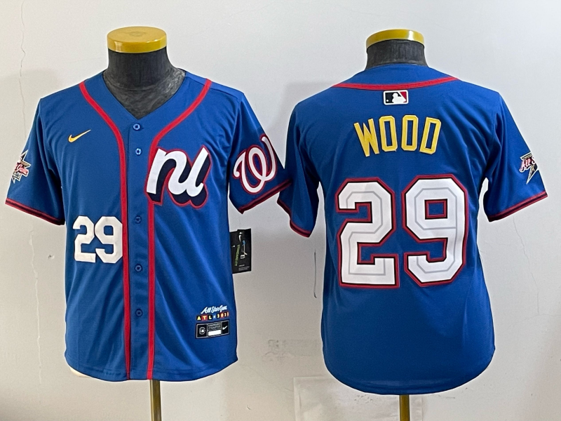 Women Washington Nationals #29 Wood blue Nike MLB 2025 jersey 003->women mlb jersey->Women Jersey